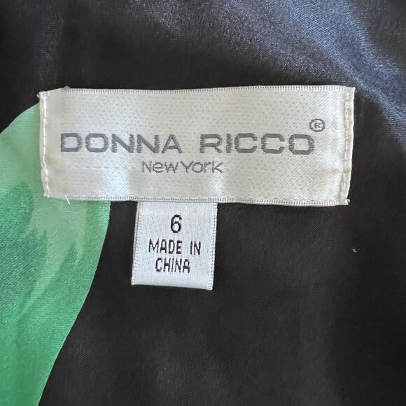 Donna Ricco Black and Pink Floral Asymmetrical Dress - Picture 5 of 10